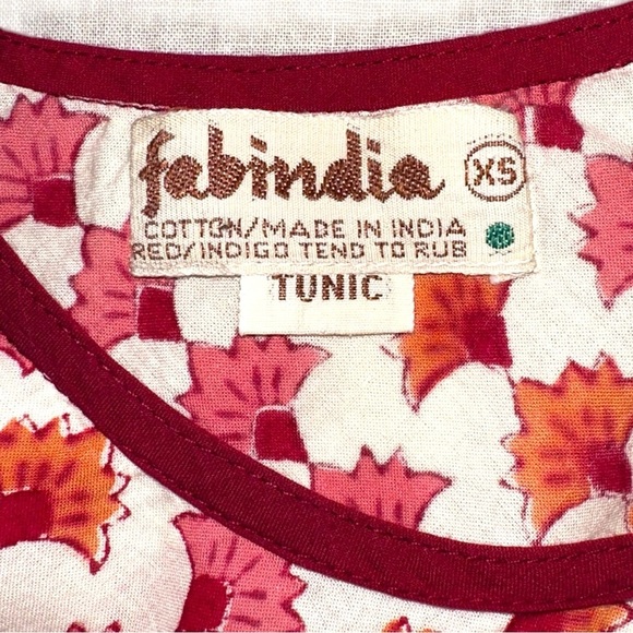 FabIndia XS Block Print Cotton Tunic Dress – Boho Indie Cottagecore Cotton - Picture 5 of 6